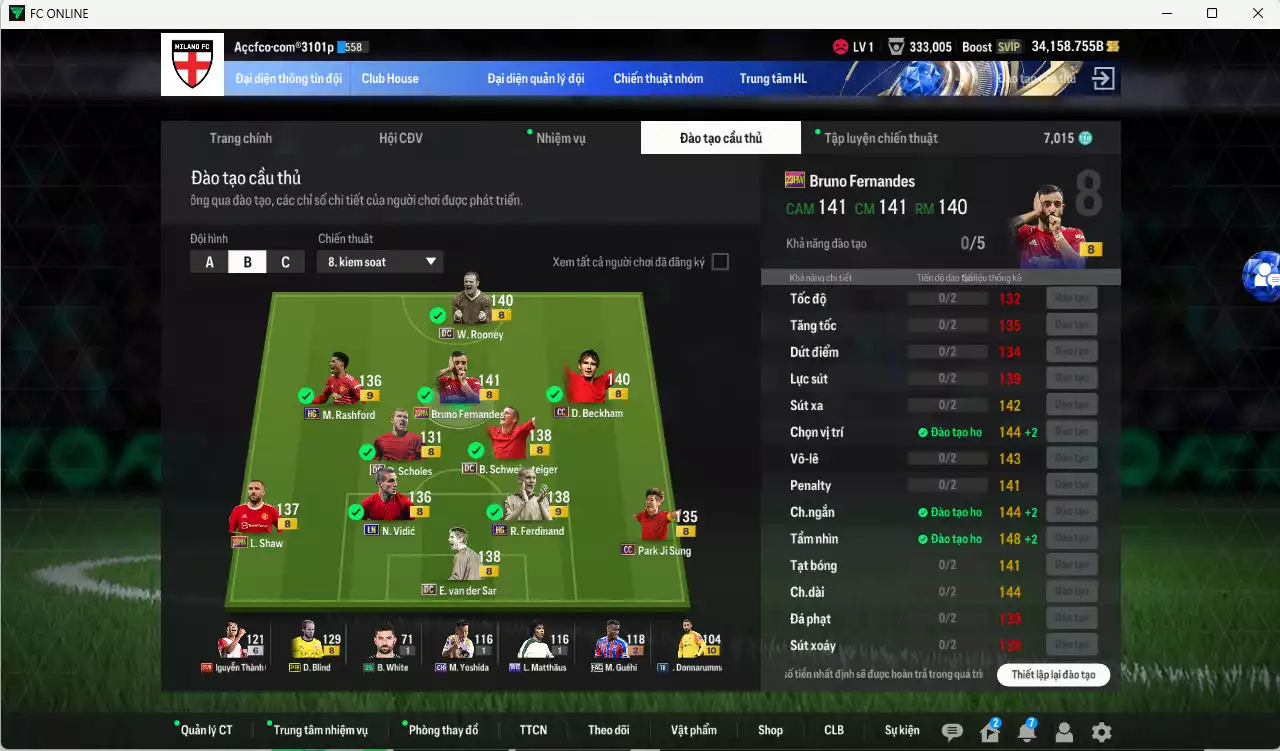 Ảnh Man Utd. 861.722b có Bruno 23HW, Beckham CC, Rooney DC, Blind 24EP, Ferdinand HG+9, Rashford HG+9, Schweinsteiger DC, Scholes DC, VDS DC, Shaw 23HW... Full miniface, HLV Xịn, đã đào tạo full chỉ số cầu thủ. VIP BK Tháng 2