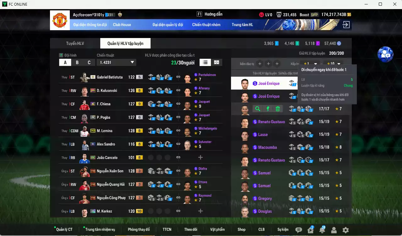 Ảnh [Tặng 1425 coin TM] Juventus 4.147.930b dư 170kb có Henry ITM+5, Del Piero ITM+5, Zidane CH, Vieira DC, Baggio LE+6, Marchiso WS+6, Nedved FAC+6, Pogba FAC+6, Lúcio CC, A. Cambiaso 24UCL, Batistuta ICON, Chiesa HG+9... Full miniface, HLV Siêu Xịn, đã full đào tạo chiến thuật