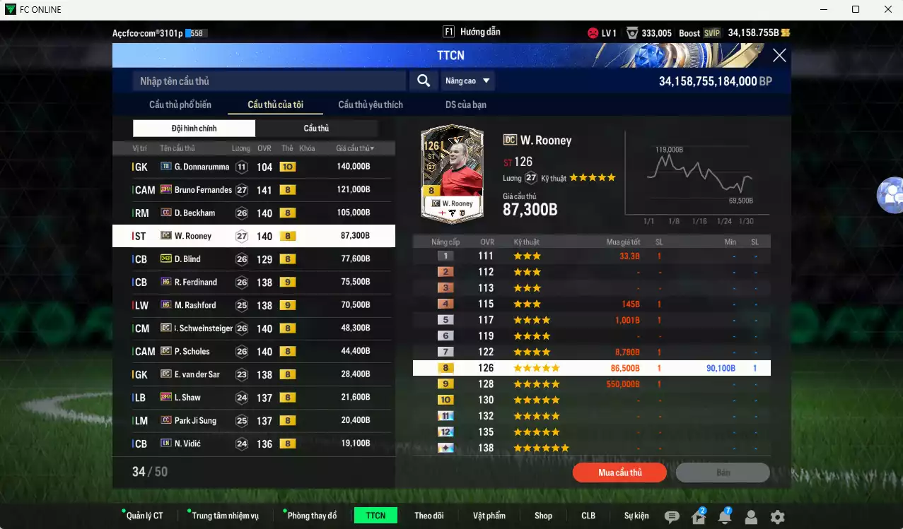 Ảnh Man Utd. 861.722b có Bruno 23HW, Beckham CC, Rooney DC, Blind 24EP, Ferdinand HG+9, Rashford HG+9, Schweinsteiger DC, Scholes DC, VDS DC, Shaw 23HW... Full miniface, HLV Xịn, đã đào tạo full chỉ số cầu thủ. VIP BK Tháng 2