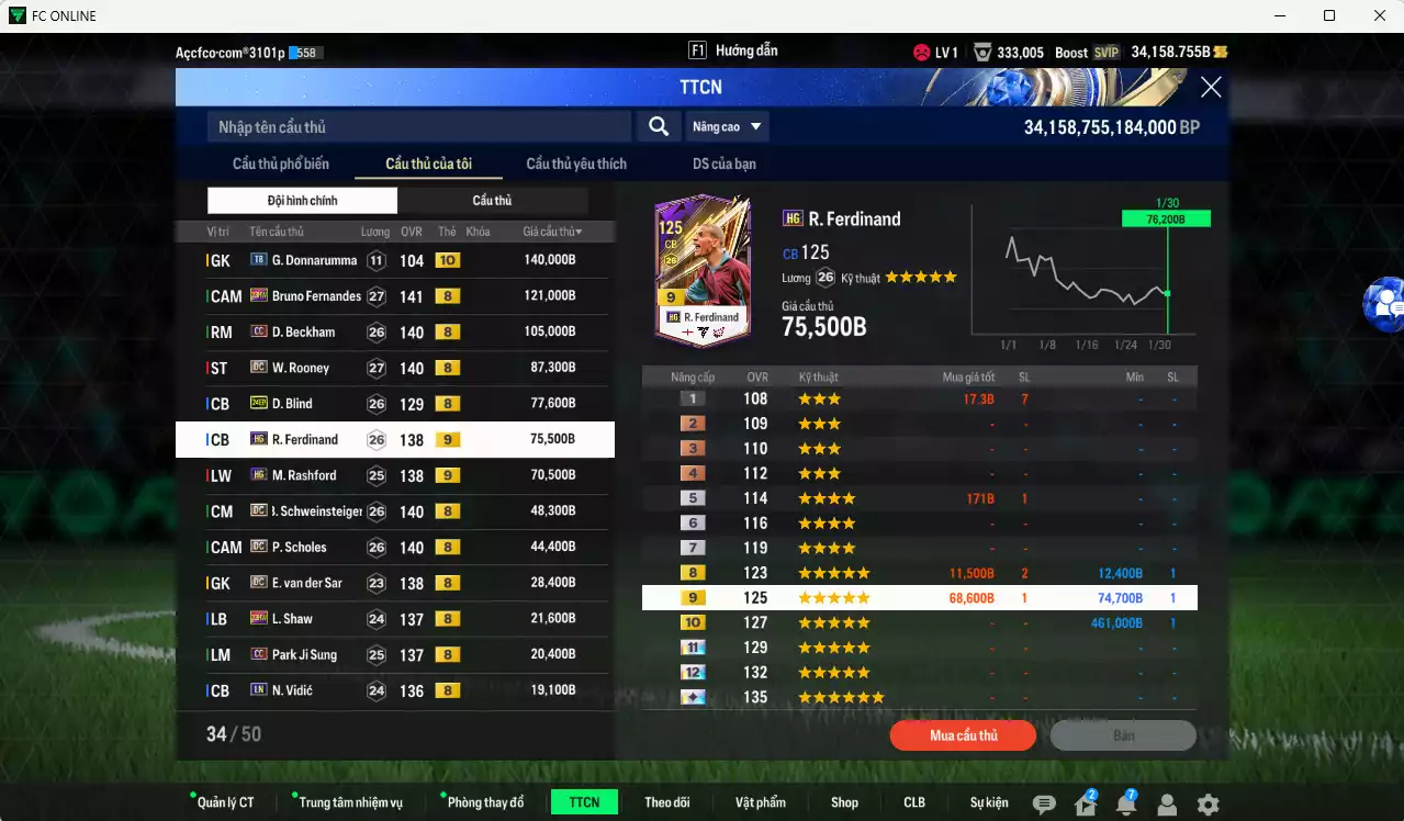 Ảnh Man Utd. 861.722b có Bruno 23HW, Beckham CC, Rooney DC, Blind 24EP, Ferdinand HG+9, Rashford HG+9, Schweinsteiger DC, Scholes DC, VDS DC, Shaw 23HW... Full miniface, HLV Xịn, đã đào tạo full chỉ số cầu thủ. VIP BK Tháng 2