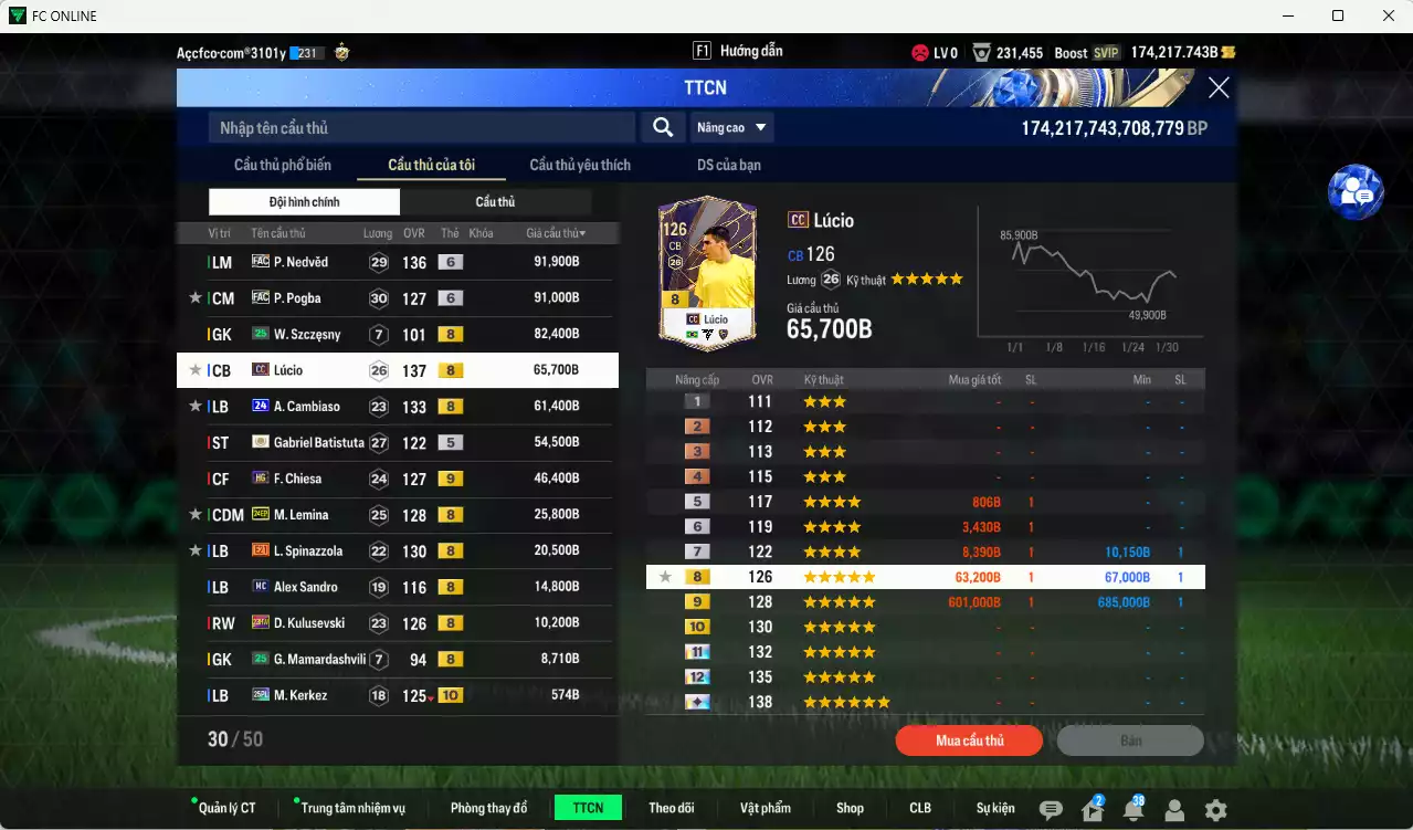 Ảnh [Tặng 1425 coin TM] Juventus 4.147.930b dư 170kb có Henry ITM+5, Del Piero ITM+5, Zidane CH, Vieira DC, Baggio LE+6, Marchiso WS+6, Nedved FAC+6, Pogba FAC+6, Lúcio CC, A. Cambiaso 24UCL, Batistuta ICON, Chiesa HG+9... Full miniface, HLV Siêu Xịn, đã full đào tạo chiến thuật