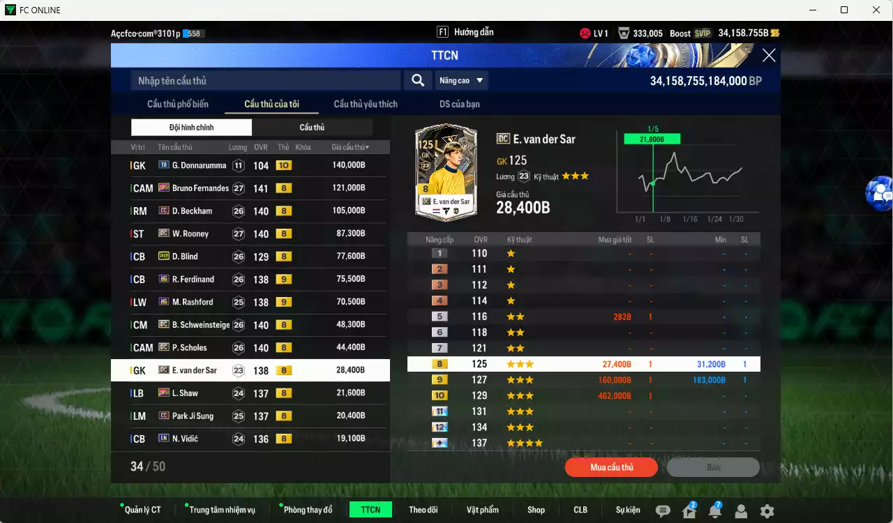 Ảnh Man Utd. 861.722b có Bruno 23HW, Beckham CC, Rooney DC, Blind 24EP, Ferdinand HG+9, Rashford HG+9, Schweinsteiger DC, Scholes DC, VDS DC, Shaw 23HW... Full miniface, HLV Xịn, đã đào tạo full chỉ số cầu thủ. VIP BK Tháng 2