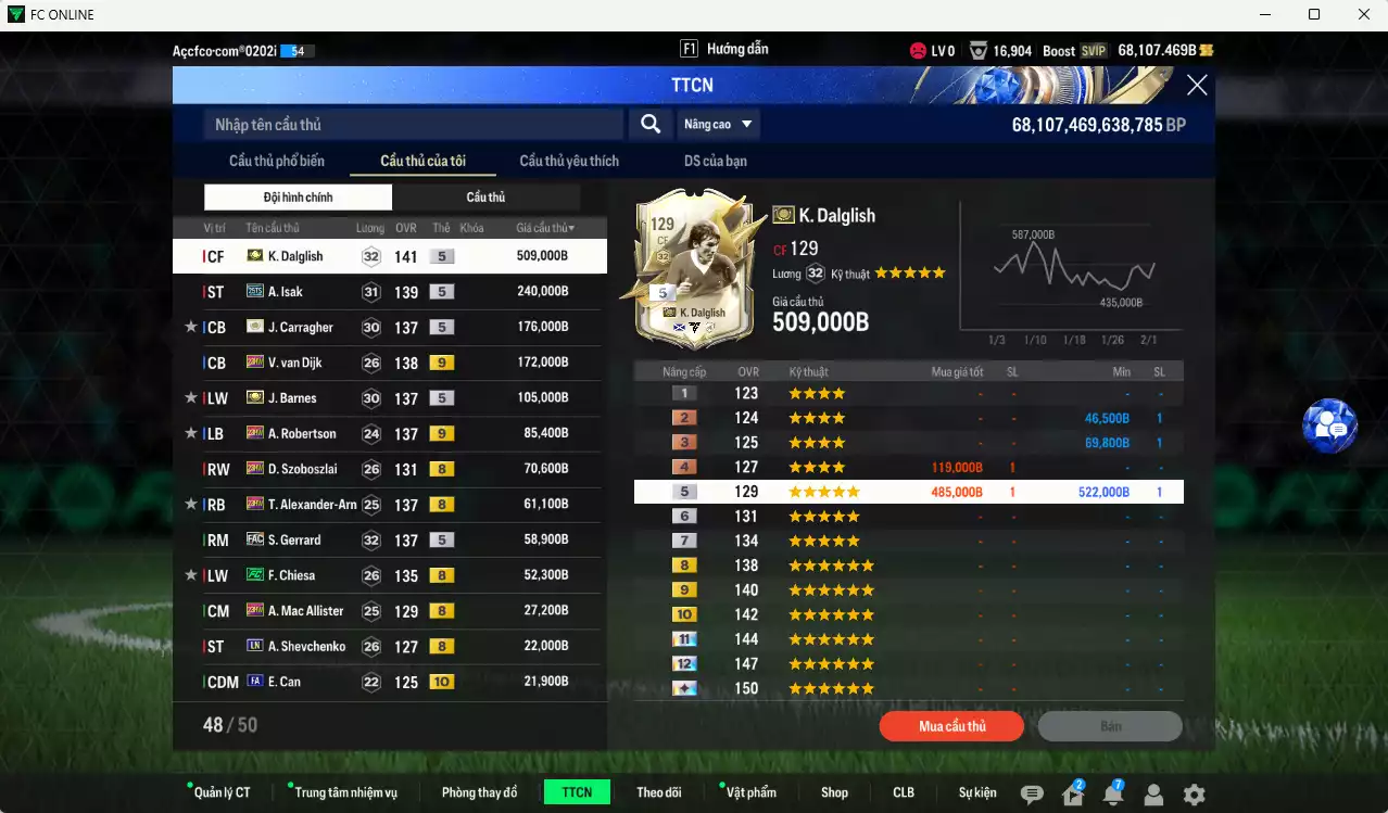 Ảnh Liverpool 1.637.120b dư 68kb có Dalglish ITM+5, Isak 25TS, Van Dijk 23HW+9, Carragher ITM+5, Barnes ITM+5, Robertson 23HW+9, Szoboszlai 23HW, Arnold 23HW, Gerrard FAC, Chiesa FC... Dư 190k TC