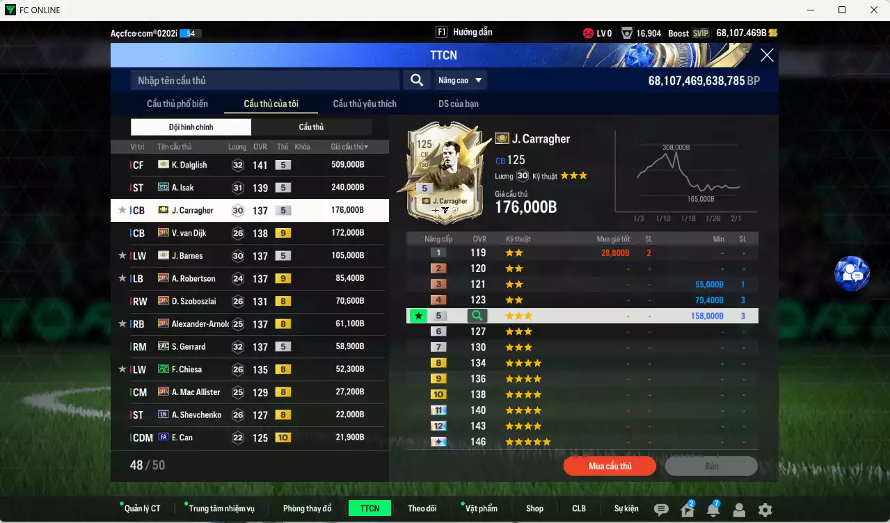 Ảnh Liverpool 1.637.120b dư 68kb có Dalglish ITM+5, Isak 25TS, Van Dijk 23HW+9, Carragher ITM+5, Barnes ITM+5, Robertson 23HW+9, Szoboszlai 23HW, Arnold 23HW, Gerrard FAC, Chiesa FC... Dư 190k TC