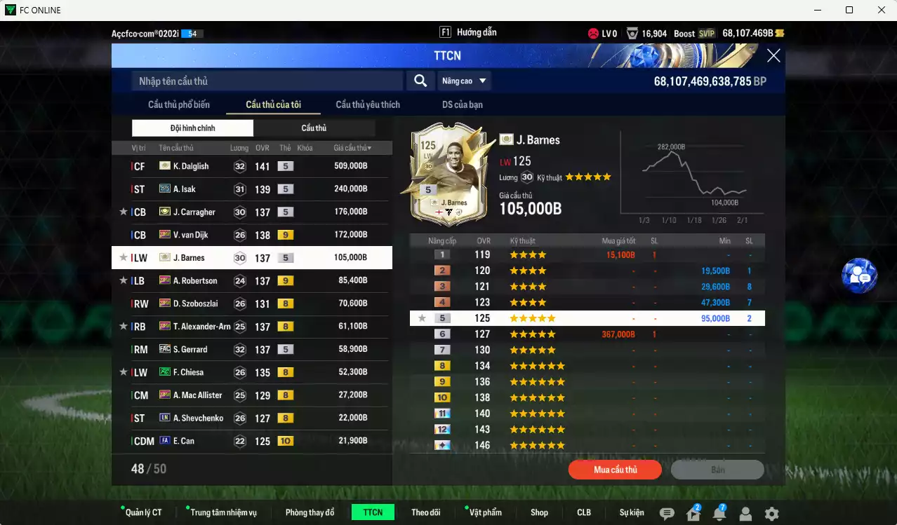 Ảnh Liverpool 1.637.120b dư 68kb có Dalglish ITM+5, Isak 25TS, Van Dijk 23HW+9, Carragher ITM+5, Barnes ITM+5, Robertson 23HW+9, Szoboszlai 23HW, Arnold 23HW, Gerrard FAC, Chiesa FC... Dư 190k TC