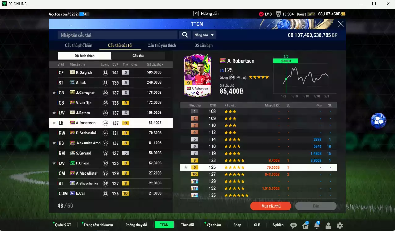 Ảnh Liverpool 1.637.120b dư 68kb có Dalglish ITM+5, Isak 25TS, Van Dijk 23HW+9, Carragher ITM+5, Barnes ITM+5, Robertson 23HW+9, Szoboszlai 23HW, Arnold 23HW, Gerrard FAC, Chiesa FC... Dư 190k TC