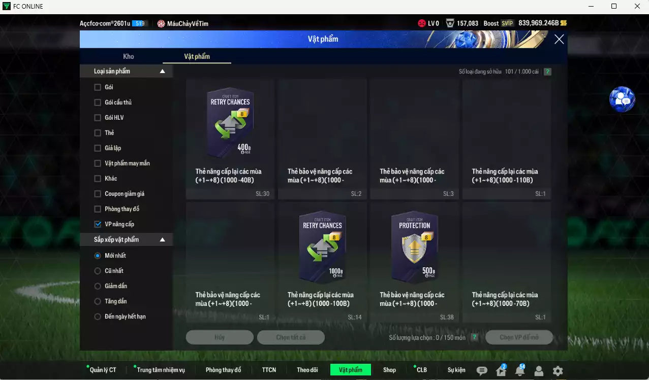Ảnh ACC 839969b trắng, có thẻ đổi tên, còn nhiều CP GIẢM THUẾ. HLV Xịn, đã full đào tạo chiến thuật, dư 280k TC