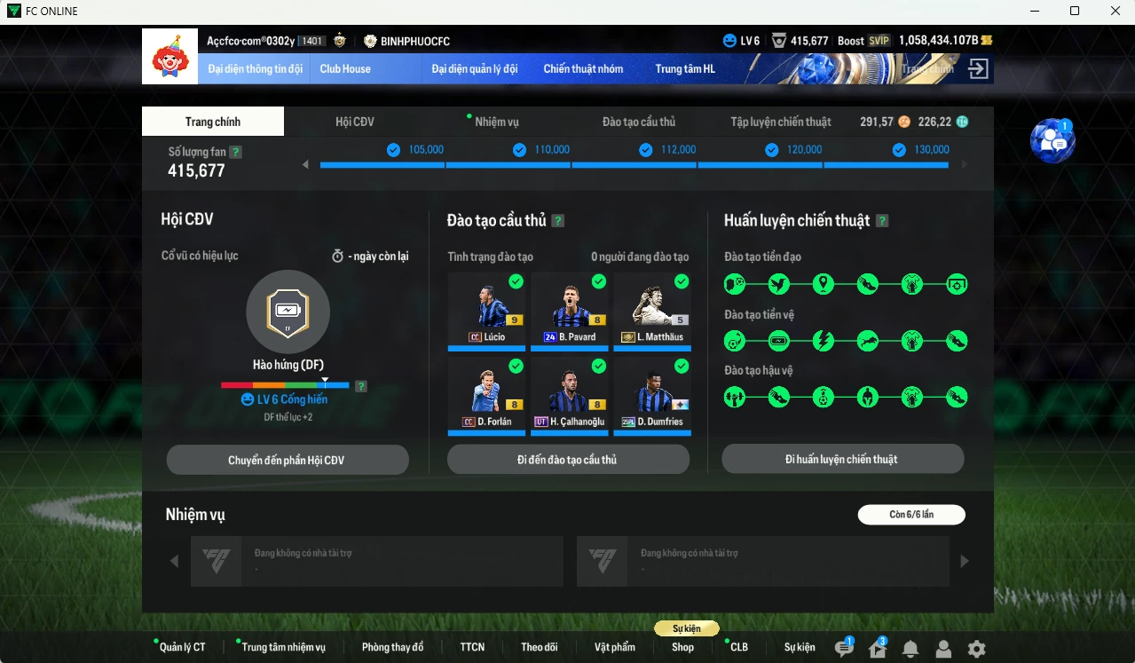Ảnh [Tặng 1800 FC+MC] Inter Milan 17.801.570b dư 1050kb có Matthaus ITM+5, Baggio ITM+5, Figo ITM+5, Eto ITM+5, Pirlo ITM+5, Bergkamp ITM+5, Vieira ITM+5, Dumfries 25PL+13, Pavard 24UCL(bù), Augusto 23HW+10, Lúcio CC+9, Calhanoglu UT... Full miniface, HLV Siêu Xịn, đã full đào tạo chiến thuật vs chỉ số cầu thủ. VIP BK tháng 2