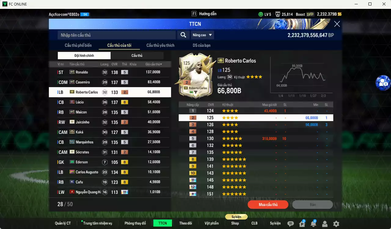 Ảnh Brazil 544.370b có Ronaldo WS, Casemiro WS, Maicon WS, Lúcio CC, Carlos ITM+2, Jairzinho ITM+2, Kaká 25IM, Marquinhos 25TS, Sócrates ITM+2... HLV Xịn, dư 200k TC