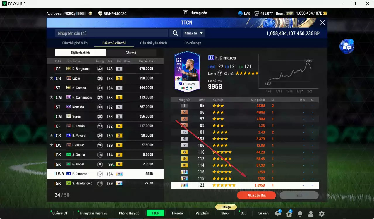 Ảnh [Tặng 1800 FC+MC] Inter Milan 17.801.570b dư 1050kb có Matthaus ITM+5, Baggio ITM+5, Figo ITM+5, Eto ITM+5, Pirlo ITM+5, Bergkamp ITM+5, Vieira ITM+5, Dumfries 25PL+13, Pavard 24UCL(bù), Augusto 23HW+10, Lúcio CC+9, Calhanoglu UT... Full miniface, HLV Siêu Xịn, đã full đào tạo chiến thuật vs chỉ số cầu thủ. VIP BK tháng 2