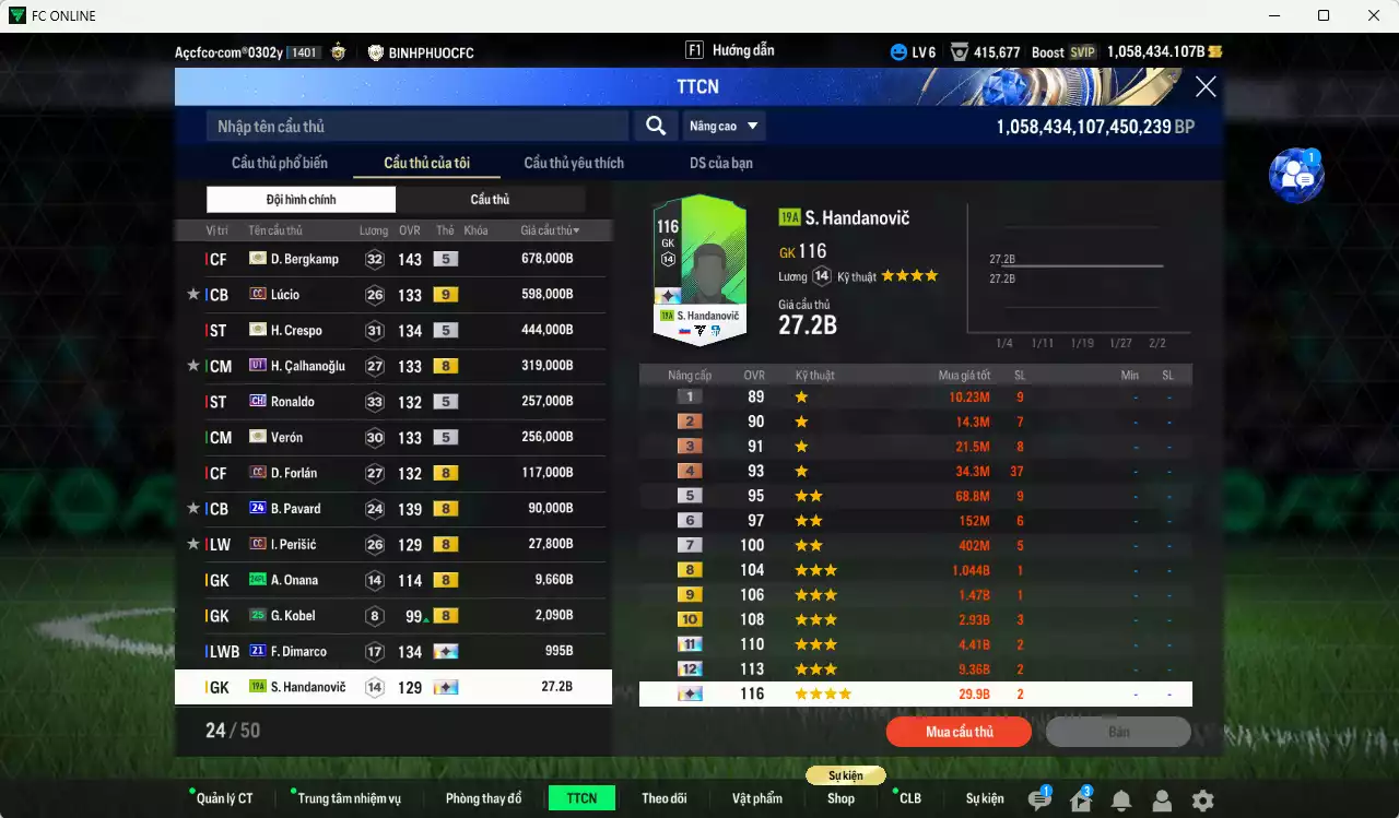 Ảnh [Tặng 1800 FC+MC] Inter Milan 17.801.570b dư 1050kb có Matthaus ITM+5, Baggio ITM+5, Figo ITM+5, Eto ITM+5, Pirlo ITM+5, Bergkamp ITM+5, Vieira ITM+5, Dumfries 25PL+13, Pavard 24UCL(bù), Augusto 23HW+10, Lúcio CC+9, Calhanoglu UT... Full miniface, HLV Siêu Xịn, đã full đào tạo chiến thuật vs chỉ số cầu thủ. VIP BK tháng 2