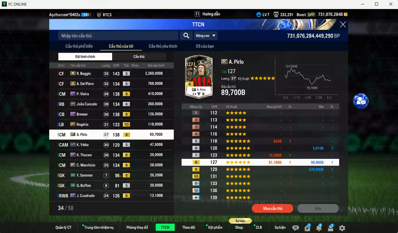 Ảnh [Hạng 906, Dư nhiều BP] Juventus 23.529.750b dư 730kb có Zidane ITM+5, Nedved ITM+6, Baggio ITM+5, Henry ITM+5, Del Piero ITM+5, Vieira UT, Cancelo WS+6, Bremer UT, Rogério 23HW+10, Pirlo DC, Yildiz 26TY... HLV Xịn, đã full đào tạo chiến thuật vs chỉ số cầu thủ. VIP KC Tháng 2