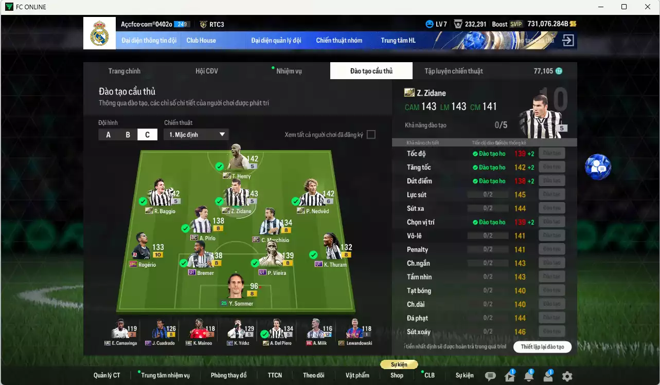 Ảnh [Hạng 906, Dư nhiều BP] Juventus 23.529.750b dư 730kb có Zidane ITM+5, Nedved ITM+6, Baggio ITM+5, Henry ITM+5, Del Piero ITM+5, Vieira UT, Cancelo WS+6, Bremer UT, Rogério 23HW+10, Pirlo DC, Yildiz 26TY... HLV Xịn, đã full đào tạo chiến thuật vs chỉ số cầu thủ. VIP KC Tháng 2