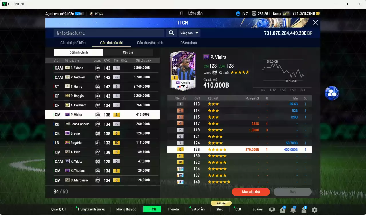 Ảnh [Hạng 906, Dư nhiều BP] Juventus 23.529.750b dư 730kb có Zidane ITM+5, Nedved ITM+6, Baggio ITM+5, Henry ITM+5, Del Piero ITM+5, Vieira UT, Cancelo WS+6, Bremer UT, Rogério 23HW+10, Pirlo DC, Yildiz 26TY... HLV Xịn, đã full đào tạo chiến thuật vs chỉ số cầu thủ. VIP KC Tháng 2