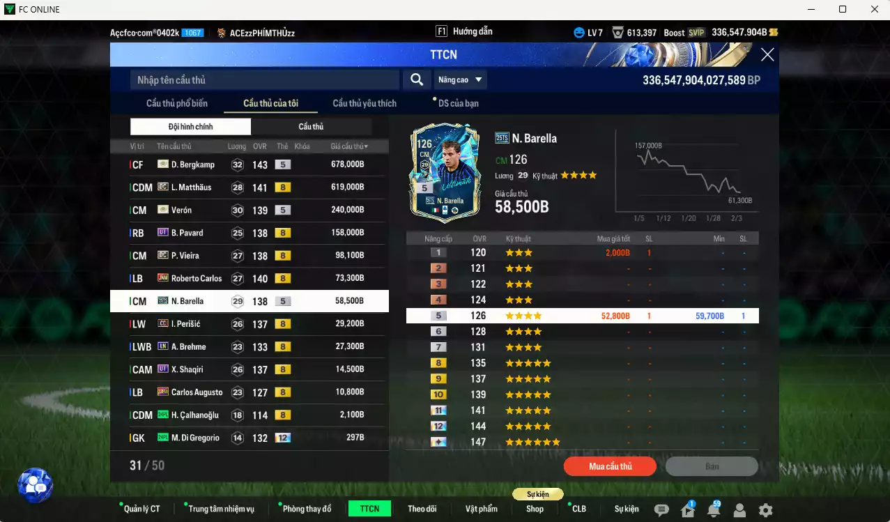 Ảnh [Còn nhiều BP] Inter Milan 2.053.240b dư 330kb có Bergkamp ITM+5, Matthaus DC, Verón ITM+5, Pavard UT, Brehme LN(limit), Vieira DC, Carlos JNM, Barella 25TS, Perisic CC, Shaqiri UT... Full miniface, HLV Siêu Xịn, đã full đào tạo chiến thuật vs chỉ số ct. VIP BK Tháng 2