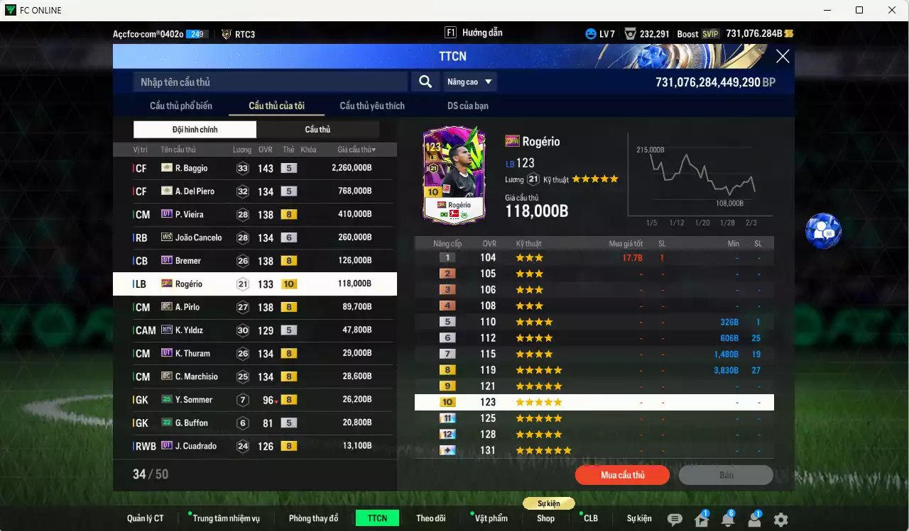 Ảnh [Hạng 906, Dư nhiều BP] Juventus 23.529.750b dư 730kb có Zidane ITM+5, Nedved ITM+6, Baggio ITM+5, Henry ITM+5, Del Piero ITM+5, Vieira UT, Cancelo WS+6, Bremer UT, Rogério 23HW+10, Pirlo DC, Yildiz 26TY... HLV Xịn, đã full đào tạo chiến thuật vs chỉ số cầu thủ. VIP KC Tháng 2