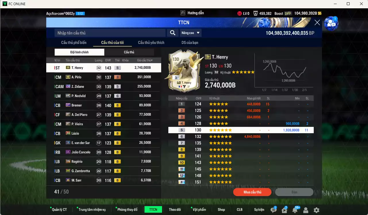 Ảnh Juventus 3.808.030b dư 100kb có Henry ITM+5, Pirlo ITM+3, Zidane CH, Nedved LE+6, Bremer UT, Del Piero DC, Vieira DC, Lúcio JNM... Full miniface, còn nhiều coin TM. HLV Xịn, đã đào tạo full chỉ số ct. VIP BK Tháng 2