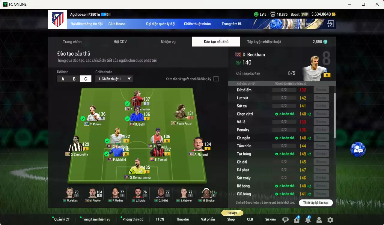 Ảnh AC Milan 422.480b có Beckham CC, Maldini CC, Pulisic 25TS, Futre ITM+3, Sheva No.7, Rijkaard HG, Gullit RTN... HLV Xịn, đã đào tạo full chỉ số nhiều cầu thủ