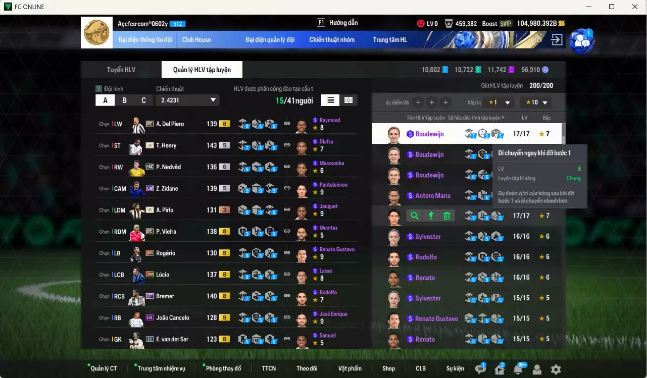 Ảnh Juventus 3.808.030b dư 100kb có Henry ITM+5, Pirlo ITM+3, Zidane CH, Nedved LE+6, Bremer UT, Del Piero DC, Vieira DC, Lúcio JNM... Full miniface, còn nhiều coin TM. HLV Xịn, đã đào tạo full chỉ số ct. VIP BK Tháng 2