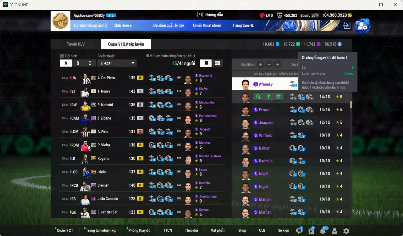 Ảnh Juventus 3.808.030b dư 100kb có Henry ITM+5, Pirlo ITM+3, Zidane CH, Nedved LE+6, Bremer UT, Del Piero DC, Vieira DC, Lúcio JNM... Full miniface, còn nhiều coin TM. HLV Xịn, đã đào tạo full chỉ số ct. VIP BK Tháng 2