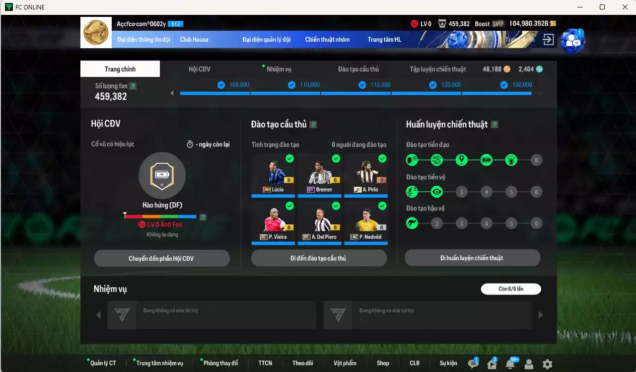 Ảnh Juventus 3.808.030b dư 100kb có Henry ITM+5, Pirlo ITM+3, Zidane CH, Nedved LE+6, Bremer UT, Del Piero DC, Vieira DC, Lúcio JNM... Full miniface, còn nhiều coin TM. HLV Xịn, đã đào tạo full chỉ số ct. VIP BK Tháng 2