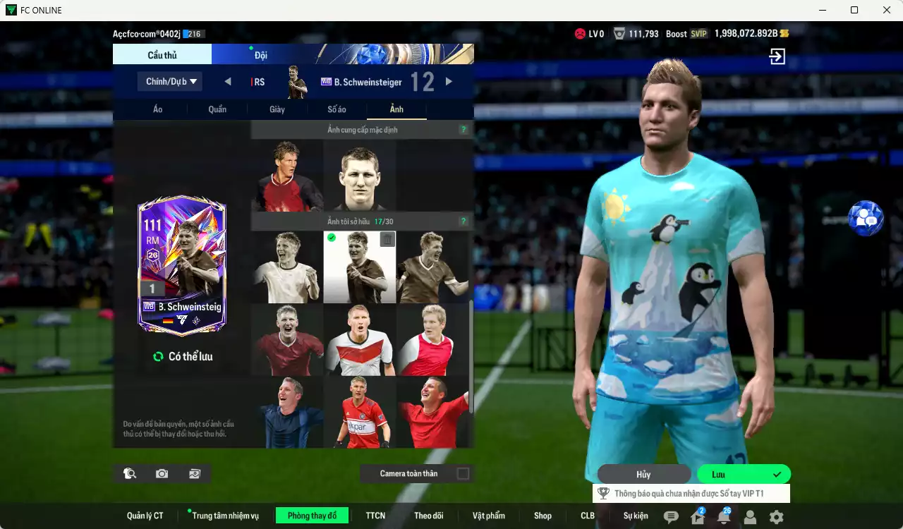 Ảnh ACC 1998072b trắng, có thẻ đổi tên, full miniface. HLV Xịn, gần full đào tạo chiến thuật, dư 100k TC