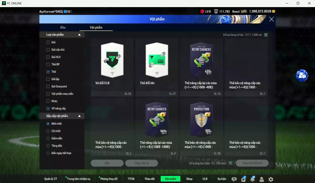 Ảnh ACC 1998072b trắng, có thẻ đổi tên, full miniface. HLV Xịn, gần full đào tạo chiến thuật, dư 100k TC