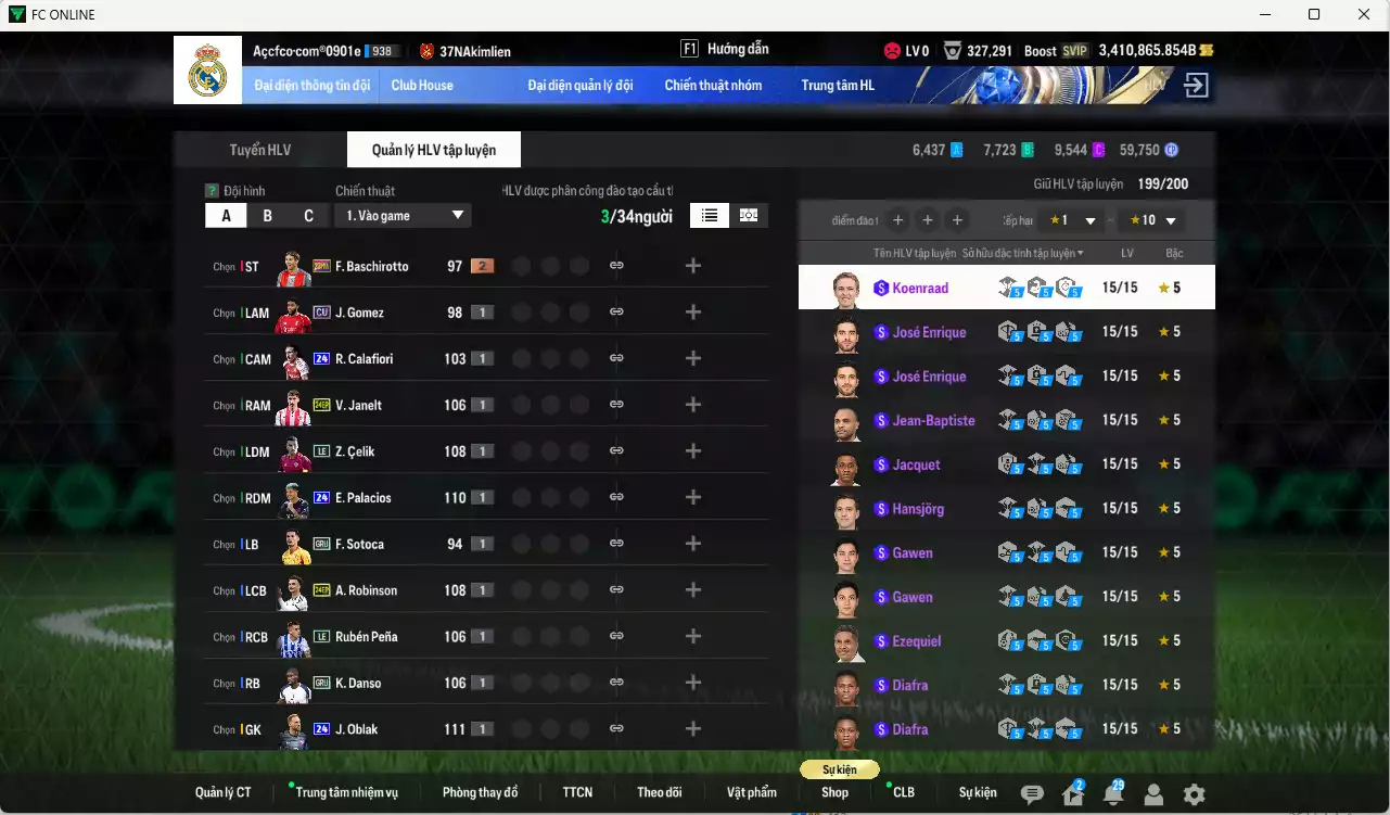 Ảnh [ACC Cổ] ACC 3410865b trắng vs Xuân Son PRM+5, Quang Hải PRM+5, Công Phượng PRM+2, còn nhiều CP GIẢM THUẾ vs SVIP, full miniface. HLV Siêu Xịn, đã full đào tạo chiến thuật, dư 200k TC