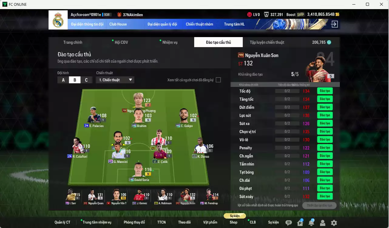 Ảnh [ACC Cổ] ACC 3410865b trắng vs Xuân Son PRM+5, Quang Hải PRM+5, Công Phượng PRM+2, còn nhiều CP GIẢM THUẾ vs SVIP, full miniface. HLV Siêu Xịn, đã full đào tạo chiến thuật, dư 200k TC