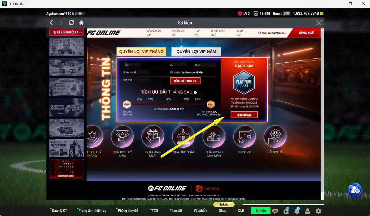 Ảnh ACC 1693767b trắng, có thẻ đổi tên. Dư 120k TC, VIP BK Tháng 2