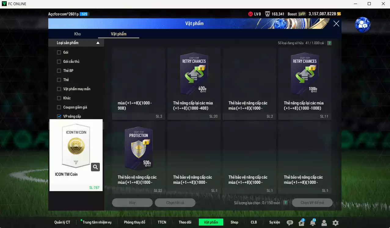 Ảnh ACC 3157087b trắng, có thẻ đổi tên. HLV Xịn, đã full đào tạo chiến thuật, dư 160k TC