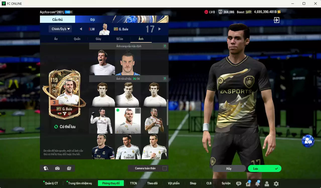 Ảnh ACC 4695390b trắng, có thẻ đổi tên, full miniface. HLV Xịn, đã full đào tạo chiến thuật, dư 160k TC