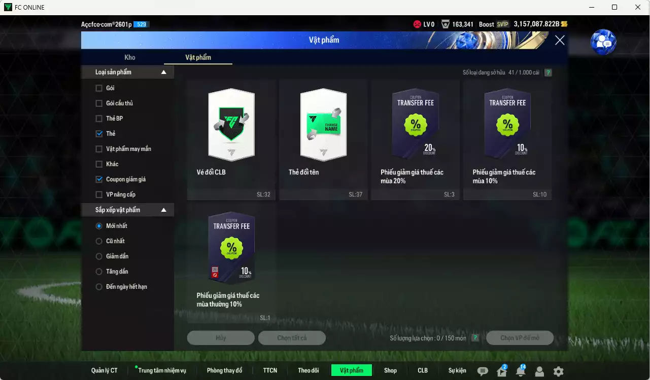 Ảnh ACC 3157087b trắng, có thẻ đổi tên. HLV Xịn, đã full đào tạo chiến thuật, dư 160k TC