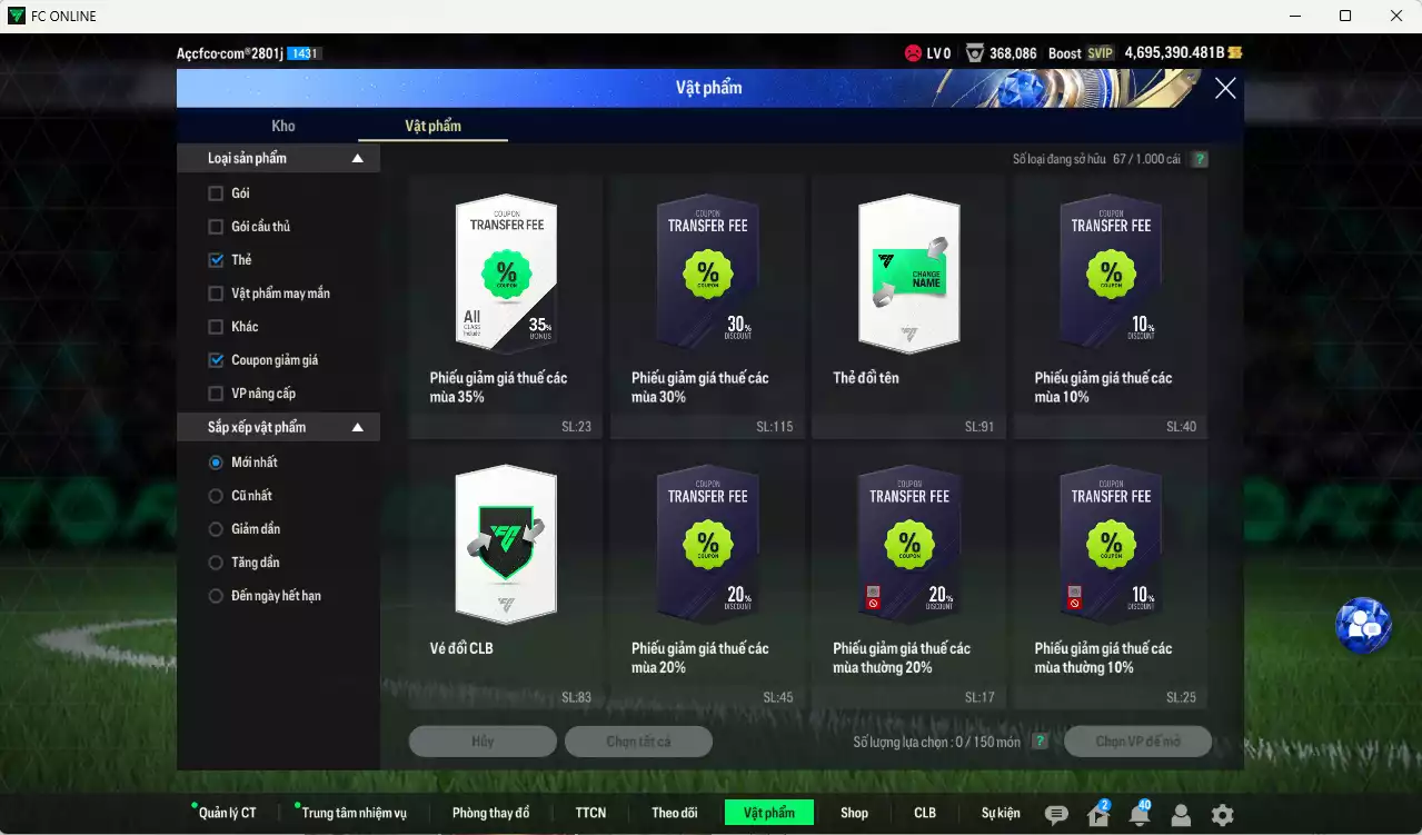 Ảnh ACC 4695390b trắng, có thẻ đổi tên, full miniface. HLV Xịn, đã full đào tạo chiến thuật, dư 160k TC