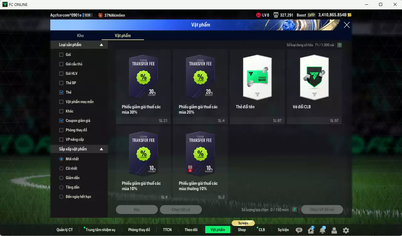 Ảnh [ACC Cổ] ACC 3410865b trắng vs Xuân Son PRM+5, Quang Hải PRM+5, Công Phượng PRM+2, còn nhiều CP GIẢM THUẾ vs SVIP, full miniface. HLV Siêu Xịn, đã full đào tạo chiến thuật, dư 200k TC