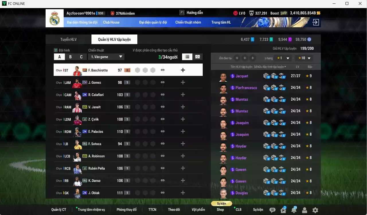 Ảnh [ACC Cổ] ACC 3410865b trắng vs Xuân Son PRM+5, Quang Hải PRM+5, Công Phượng PRM+2, còn nhiều CP GIẢM THUẾ vs SVIP, full miniface. HLV Siêu Xịn, đã full đào tạo chiến thuật, dư 200k TC