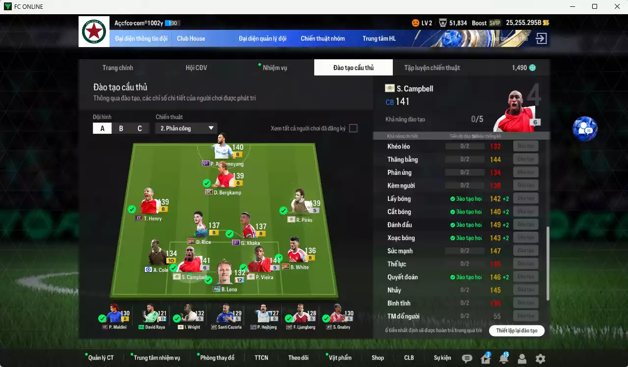 Ảnh Arsenal 2.736.630b có Vieira ITM+5, Campbell ITM+6, Aubameyang UT, Wright ITM+5, Henry CC, Gnabry WS, Pirès ITM+5, A. Cole CFA+10, Xhaka UT, Bergkamp DC.. Còn nhiều CP GIẢM THUẾ, đã đào tạo full chỉ số nhiều cầu thủ