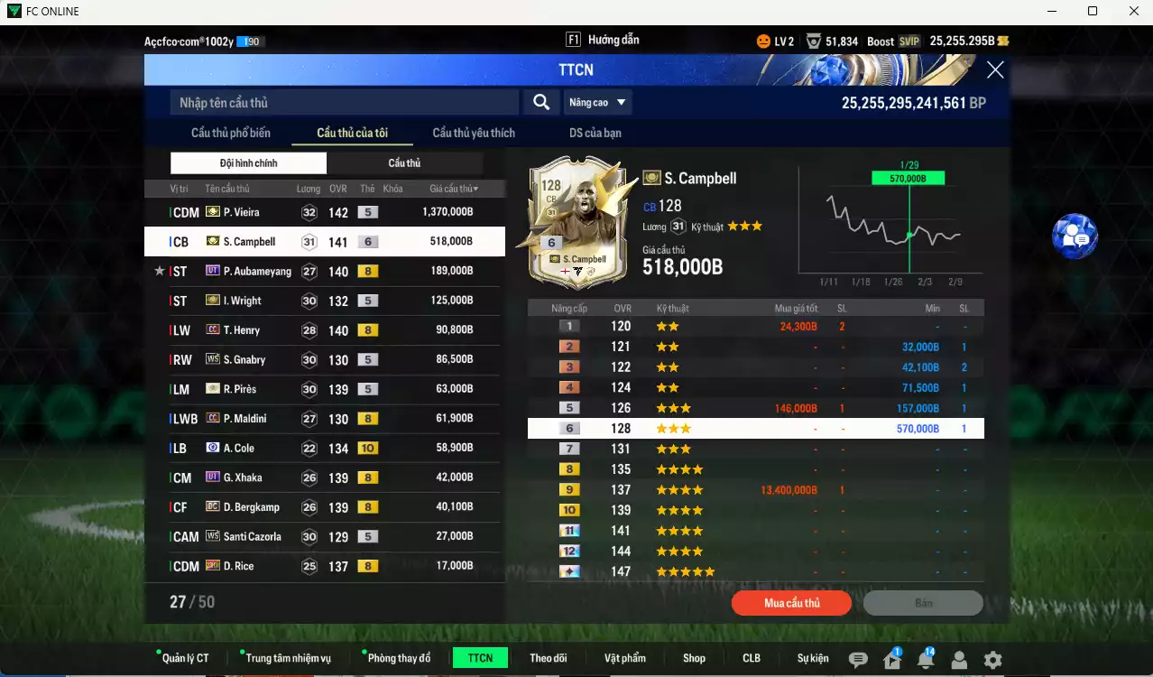 Ảnh Arsenal 2.736.630b có Vieira ITM+5, Campbell ITM+6, Aubameyang UT, Wright ITM+5, Henry CC, Gnabry WS, Pirès ITM+5, A. Cole CFA+10, Xhaka UT, Bergkamp DC.. Còn nhiều CP GIẢM THUẾ, đã đào tạo full chỉ số nhiều cầu thủ