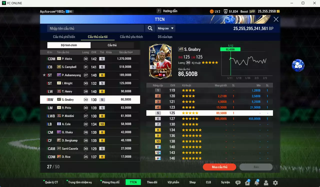 Ảnh Arsenal 2.736.630b có Vieira ITM+5, Campbell ITM+6, Aubameyang UT, Wright ITM+5, Henry CC, Gnabry WS, Pirès ITM+5, A. Cole CFA+10, Xhaka UT, Bergkamp DC.. Còn nhiều CP GIẢM THUẾ, đã đào tạo full chỉ số nhiều cầu thủ