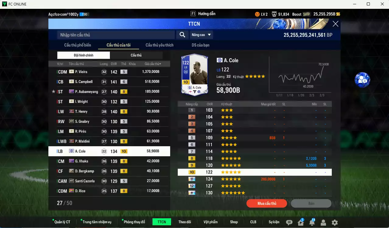Ảnh Arsenal 2.736.630b có Vieira ITM+5, Campbell ITM+6, Aubameyang UT, Wright ITM+5, Henry CC, Gnabry WS, Pirès ITM+5, A. Cole CFA+10, Xhaka UT, Bergkamp DC.. Còn nhiều CP GIẢM THUẾ, đã đào tạo full chỉ số nhiều cầu thủ