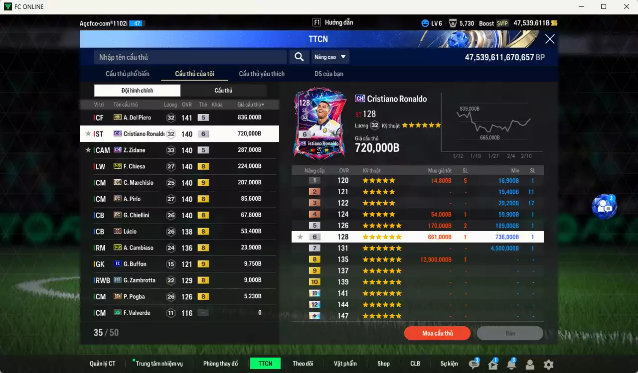 Ảnh Juventus 2.533.180b dư 47kb có Del Piero ITM+5, CR7 CH+6, Zidane CH, Chiesa 24EP, Marchisio DC+9, Pirlo DC, Chiellini DC, Lúcio CC, Cambiaso 24EP... HLV tạm