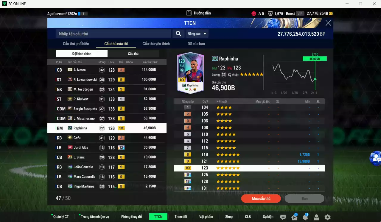 Ảnh Barcelona 2.173.840b có Hagi ITM+5, Stoichkov ITM+5, Lineker ITM+5, Zambrotta ITM+5, Puyol DC+9, Lewandowski CC+9, Stegen DC+9, Kluivert ITM+5, Busquets DC, Mascherano MDL, Raphinha SPL+10...