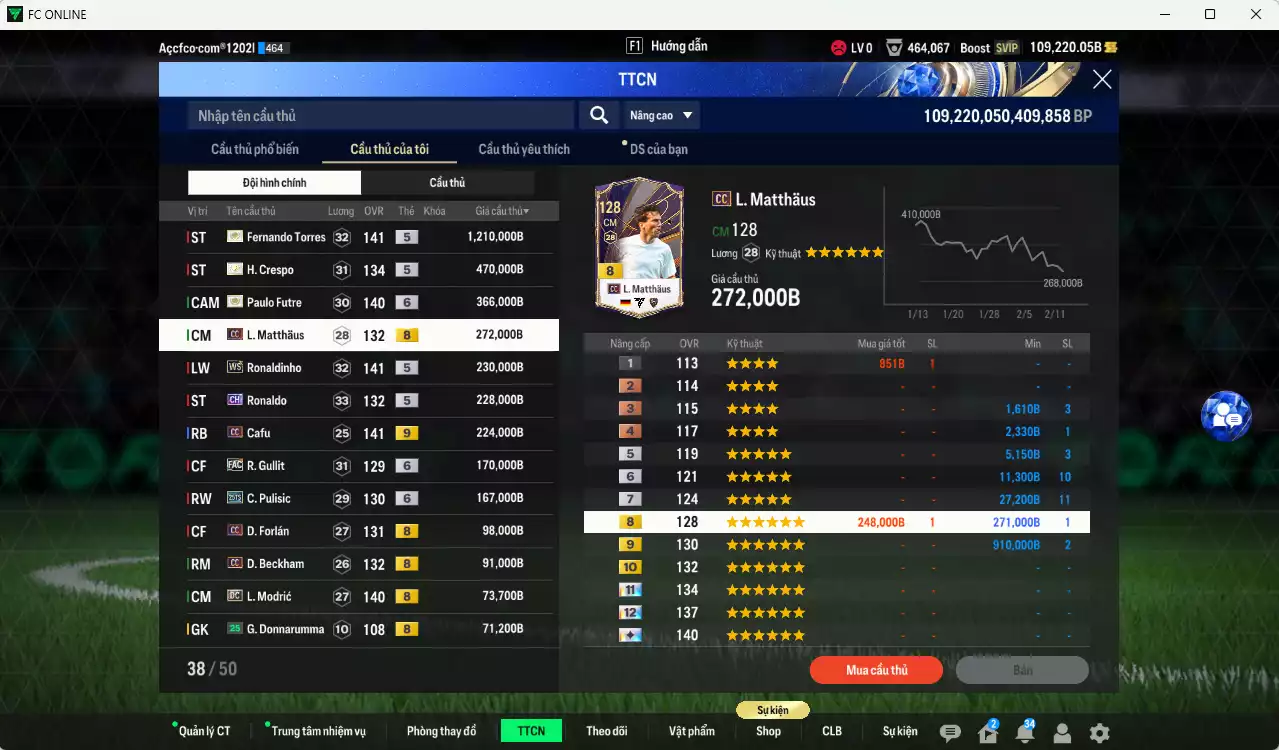 Ảnh [Chưa nạp x8 FC Tết🐎] AC Milan mix Inter 4.568.630b dư 100kb có Torres ITM+5, Crepso ITM+5, Futre ITM+5, Matthaus DC, Ronaldinho WS, Ronaldo CH, Cafu CC+9, Gullit FAC+6, Pulisic 25TS+6, Forlán CC, Beckham CC, Modric DC... Full miniface, HLV Xịn, đã đào tạo full chỉ số nhiều ct