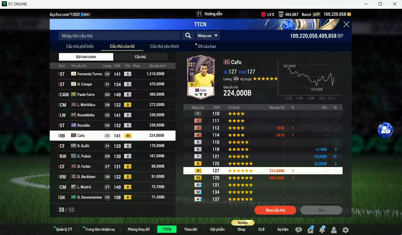 Ảnh [Chưa nạp x8 FC Tết🐎] AC Milan mix Inter 4.568.630b dư 100kb có Torres ITM+5, Crepso ITM+5, Futre ITM+5, Matthaus DC, Ronaldinho WS, Ronaldo CH, Cafu CC+9, Gullit FAC+6, Pulisic 25TS+6, Forlán CC, Beckham CC, Modric DC... Full miniface, HLV Xịn, đã đào tạo full chỉ số nhiều ct