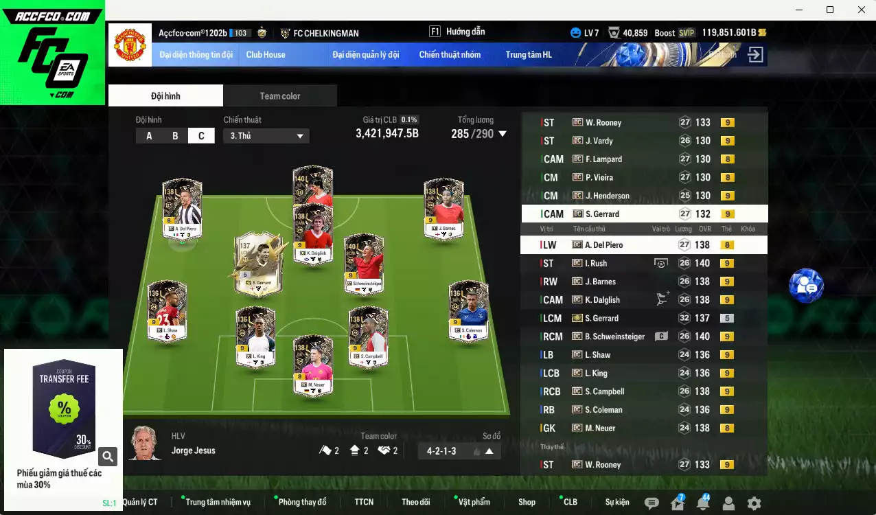 [Chưa nạp x8 FC Tết🐎] Gerrard ITM+5 vs Full mùa DC+9 3.421.940b dư 100kb có Rooney, Rush, Schweinsteiger, Gerrard, Barnes, Campbell, Dalglish, Shaw, Henderson, Vardy... DC+9. Full miniface, HLV Xịn, dư 170k TC. VIP BK Tháng 2