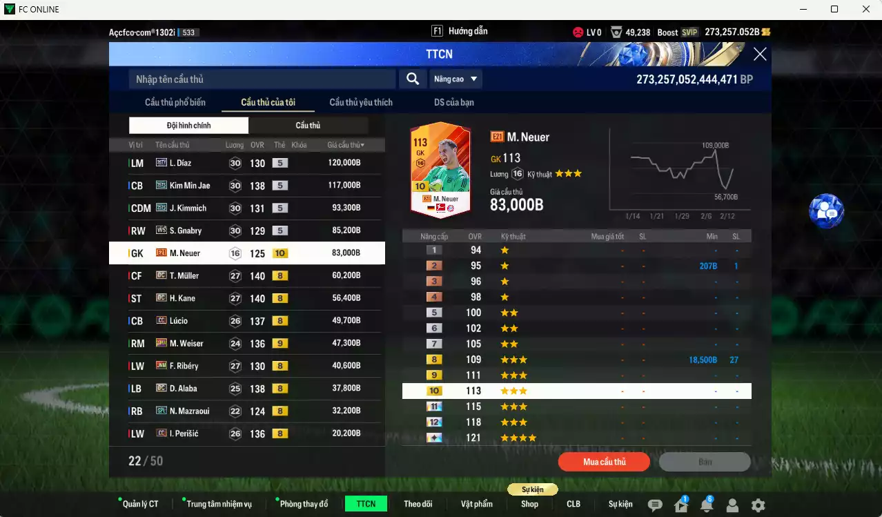 Ảnh [ACC Cổ 7 năm, Chưa nạp x8 FC Tết🐎] Bayern Munich 3.984.060b dư 270kb có Lewandowski BLD(hiếm), Schweinsteiger ITM+5, Matthaus DC, Muller DC, Beckenbauer CH, Díaz 26TY, Kim Min Jae 25TS, Kimmich 25TS, Gnabry WS, Muller DC, Kane DC, Neuer BOE+10... Full miniface, HLV Xịn, dư 170k TC. VIP BK Tháng 2