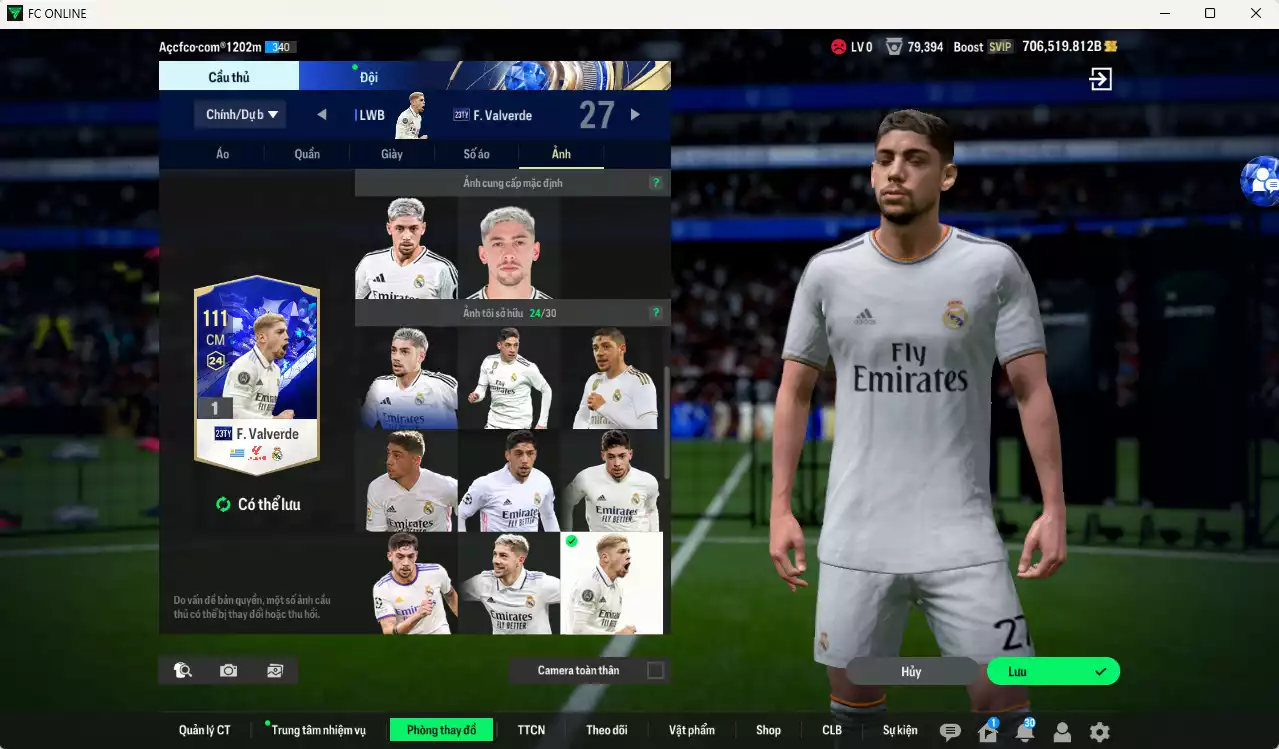 Ảnh ACC 706519b trắng, có thẻ đổi tên, full miniface. HLV Xịn, đã đào tạo hơn nữa bảng chiến thuật, dư 140k TC