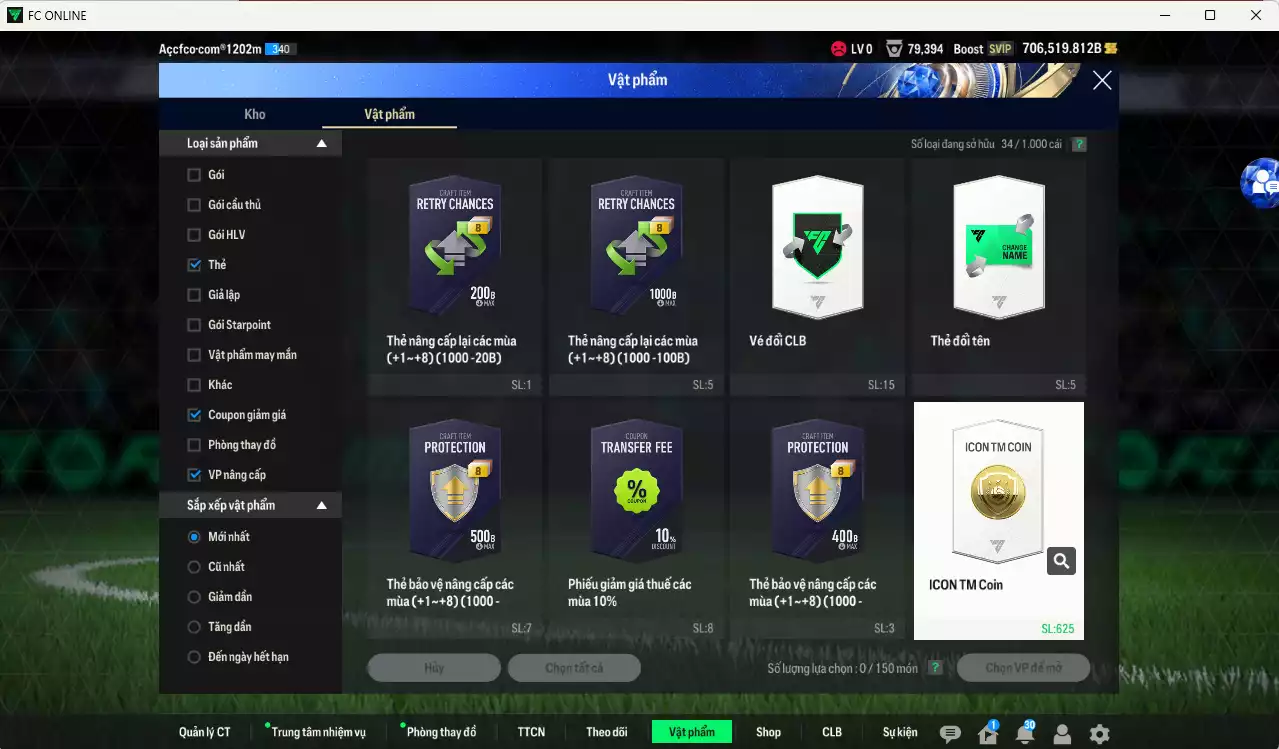 Ảnh ACC 706519b trắng, có thẻ đổi tên, full miniface. HLV Xịn, đã đào tạo hơn nữa bảng chiến thuật, dư 140k TC