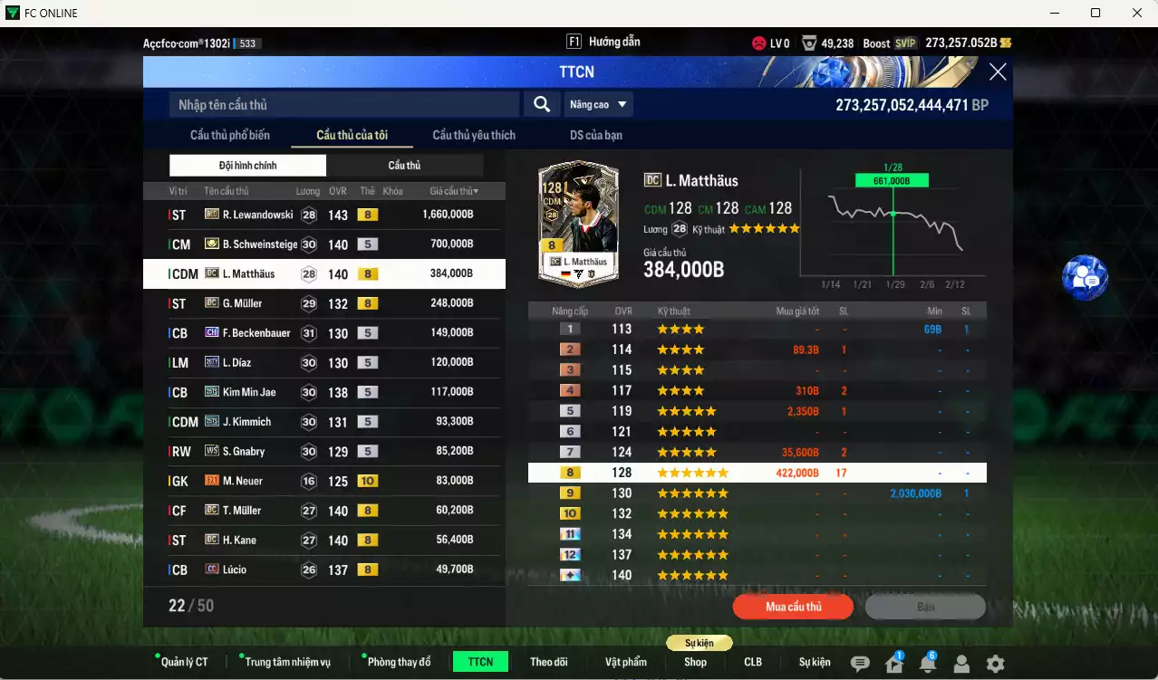 Ảnh [ACC Cổ 7 năm, Chưa nạp x8 FC Tết🐎] Bayern Munich 3.984.060b dư 270kb có Lewandowski BLD(hiếm), Schweinsteiger ITM+5, Matthaus DC, Muller DC, Beckenbauer CH, Díaz 26TY, Kim Min Jae 25TS, Kimmich 25TS, Gnabry WS, Muller DC, Kane DC, Neuer BOE+10... Full miniface, HLV Xịn, dư 170k TC. VIP BK Tháng 2