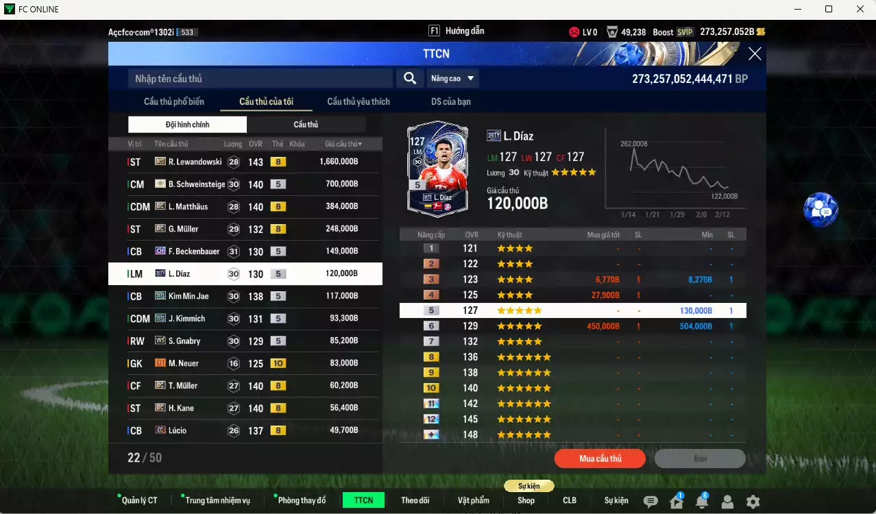 Ảnh [ACC Cổ 7 năm, Chưa nạp x8 FC Tết🐎] Bayern Munich 3.984.060b dư 270kb có Lewandowski BLD(hiếm), Schweinsteiger ITM+5, Matthaus DC, Muller DC, Beckenbauer CH, Díaz 26TY, Kim Min Jae 25TS, Kimmich 25TS, Gnabry WS, Muller DC, Kane DC, Neuer BOE+10... Full miniface, HLV Xịn, dư 170k TC. VIP BK Tháng 2
